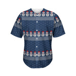 Snowman Knitted Pattern Print Men's Baseball Jersey