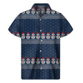 Snowman Knitted Pattern Print Men's Short Sleeve Shirt
