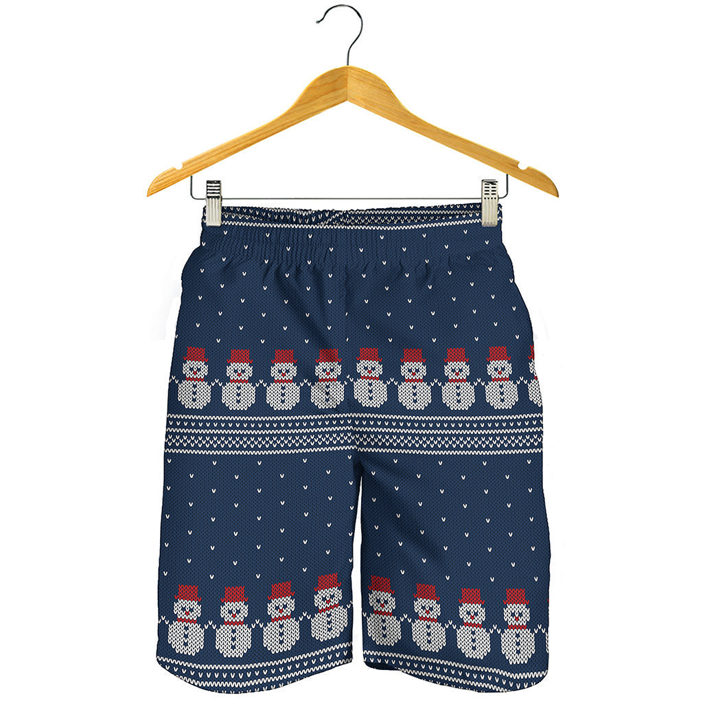 Snowman Knitted Pattern Print Men's Shorts