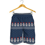 Snowman Knitted Pattern Print Men's Shorts