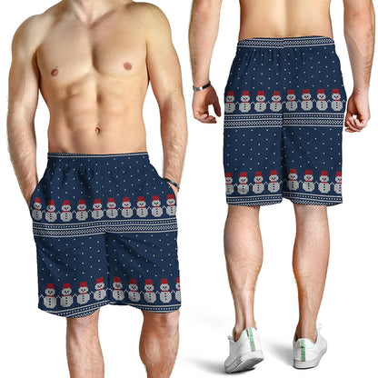 Snowman Knitted Pattern Print Men's Shorts