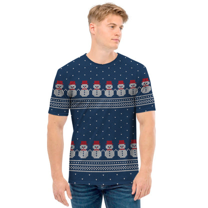 Snowman Knitted Pattern Print Men's T-Shirt