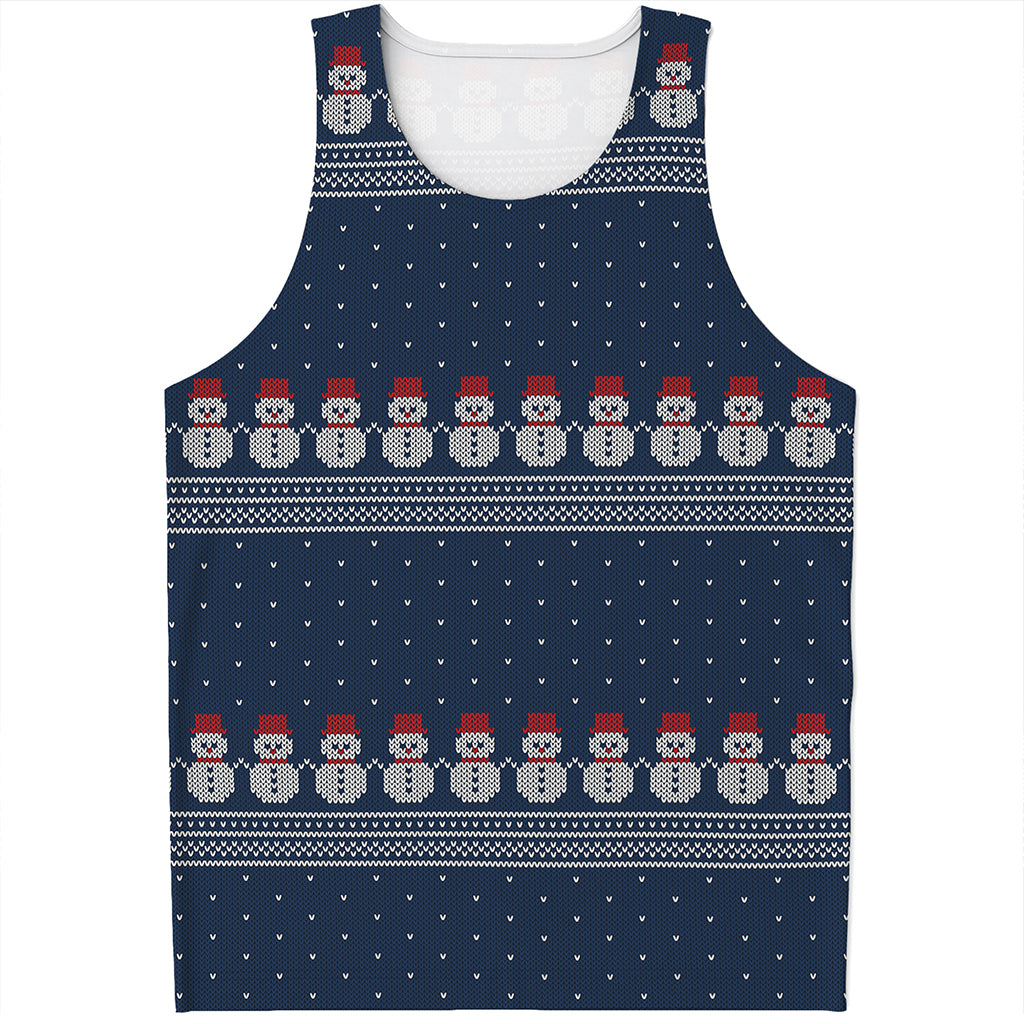 Snowman Knitted Pattern Print Men's Tank Top