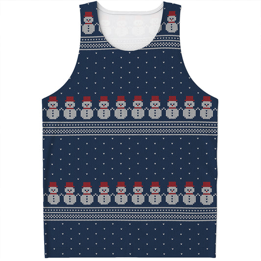 Snowman Knitted Pattern Print Men's Tank Top