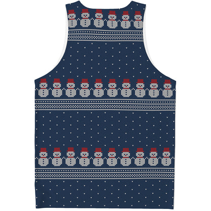 Snowman Knitted Pattern Print Men's Tank Top