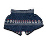 Snowman Knitted Pattern Print Muay Thai Boxing Shorts