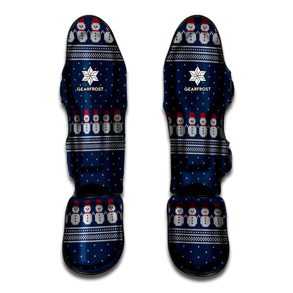 Snowman Knitted Pattern Print Muay Thai Shin Guard