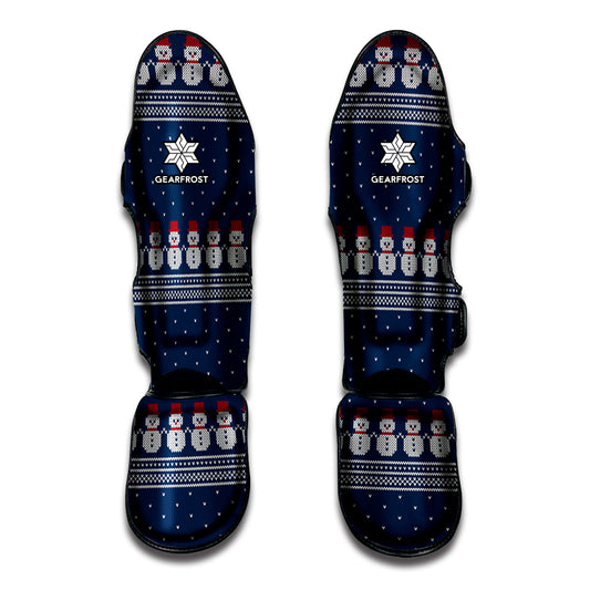 Snowman Knitted Pattern Print Muay Thai Shin Guard