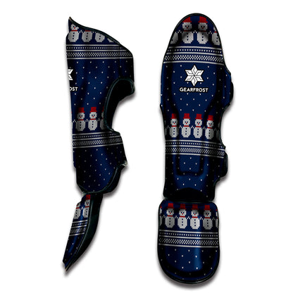 Snowman Knitted Pattern Print Muay Thai Shin Guard