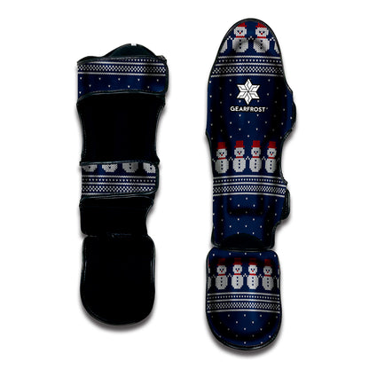 Snowman Knitted Pattern Print Muay Thai Shin Guard