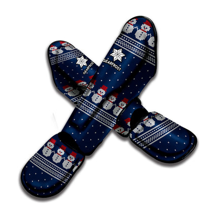 Snowman Knitted Pattern Print Muay Thai Shin Guard