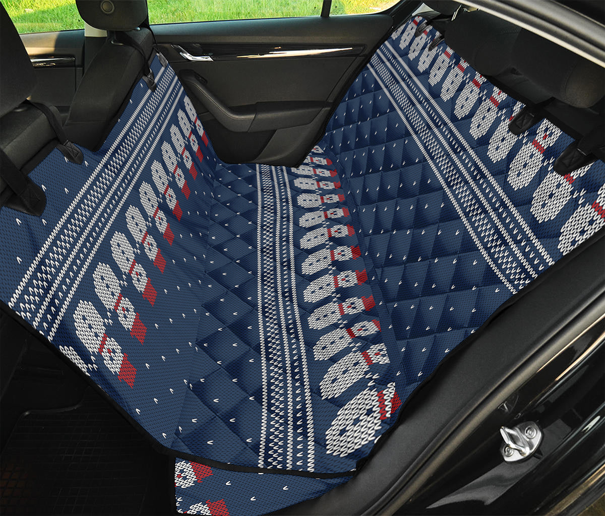 Snowman Knitted Pattern Print Pet Car Back Seat Cover