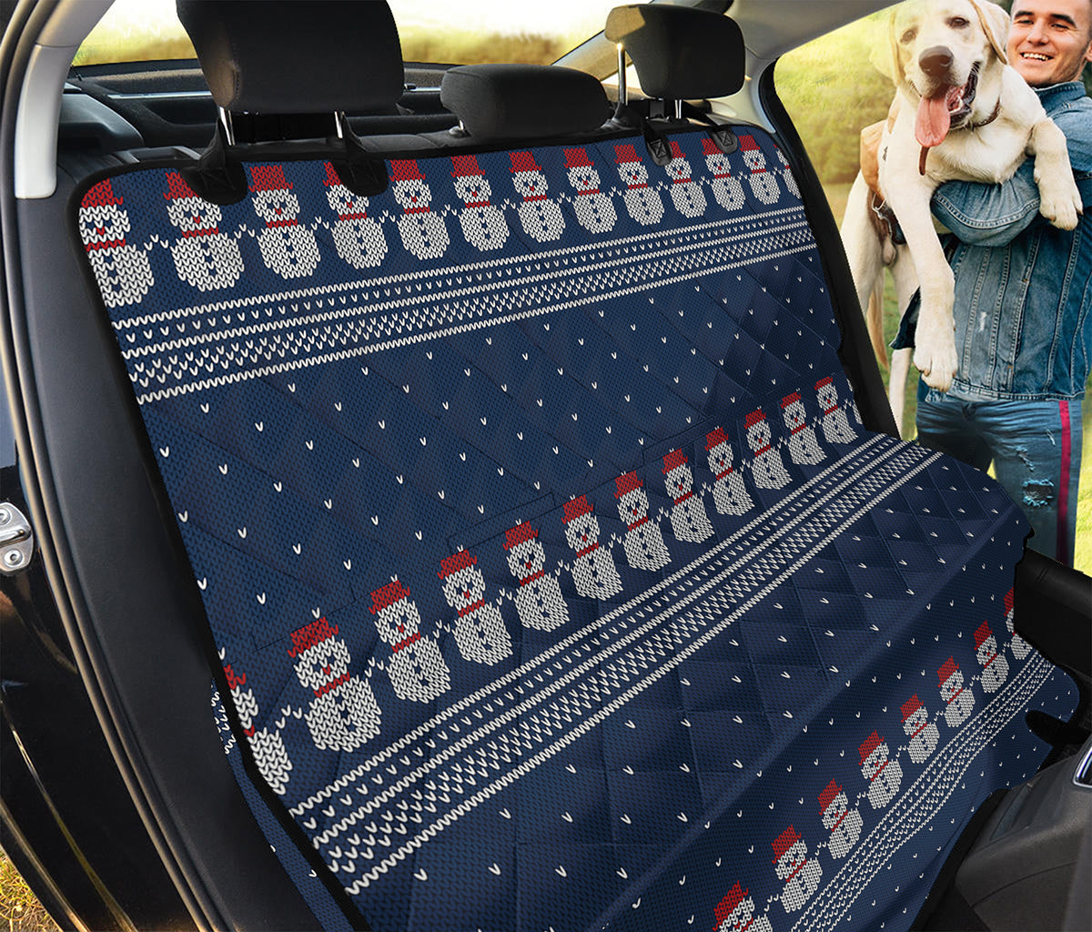 Snowman Knitted Pattern Print Pet Car Back Seat Cover