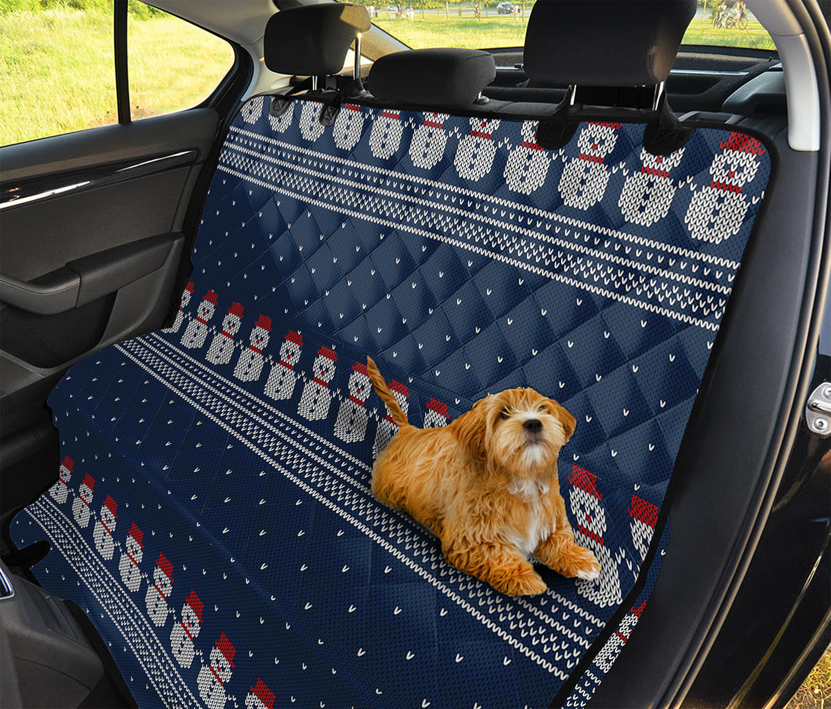 Snowman Knitted Pattern Print Pet Car Back Seat Cover