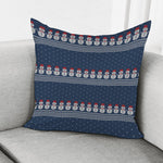 Snowman Knitted Pattern Print Pillow Cover