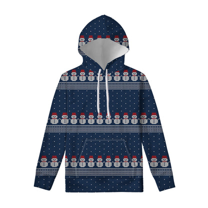 Snowman Knitted Pattern Print Pullover Hoodie
