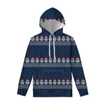 Snowman Knitted Pattern Print Pullover Hoodie