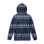 Snowman Knitted Pattern Print Pullover Hoodie