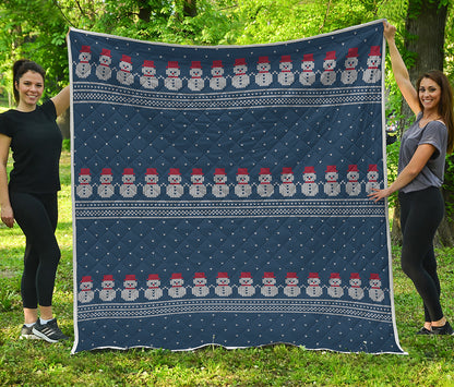 Snowman Knitted Pattern Print Quilt