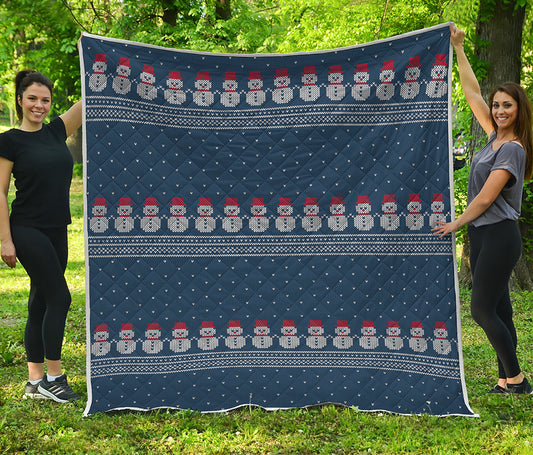Snowman Knitted Pattern Print Quilt