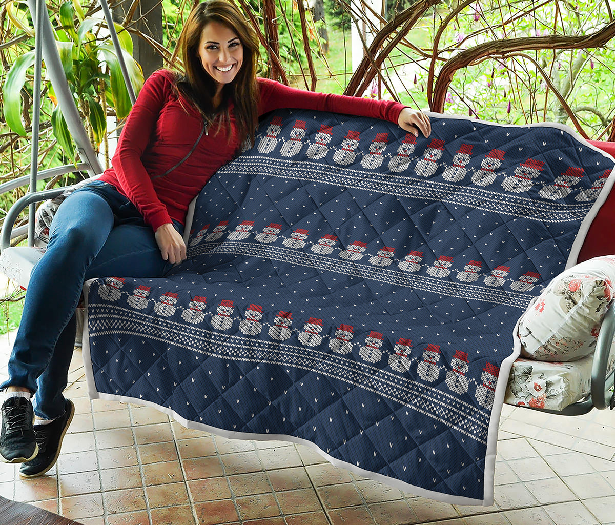 Snowman Knitted Pattern Print Quilt