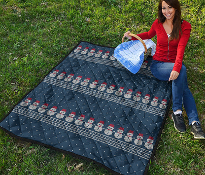 Snowman Knitted Pattern Print Quilt