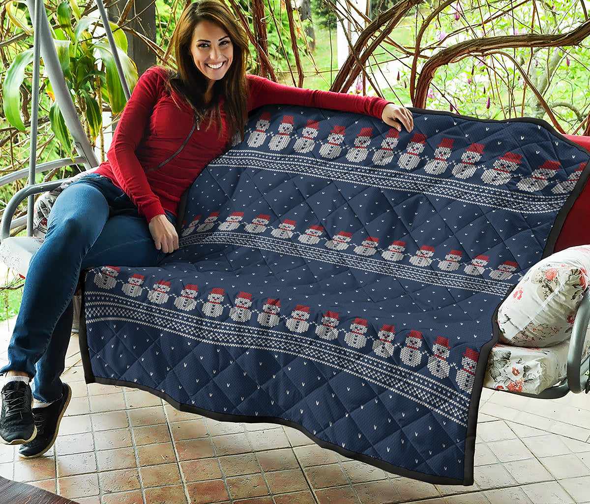 Snowman Knitted Pattern Print Quilt