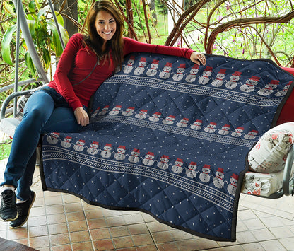 Snowman Knitted Pattern Print Quilt