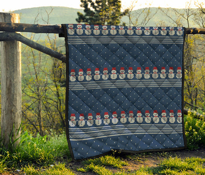 Snowman Knitted Pattern Print Quilt