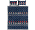 Snowman Knitted Pattern Print Quilt Bed Set
