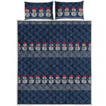 Snowman Knitted Pattern Print Quilt Bed Set