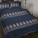 Snowman Knitted Pattern Print Quilt Bed Set