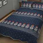 Snowman Knitted Pattern Print Quilt Bed Set