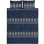 Snowman Knitted Pattern Print Quilt Bed Set