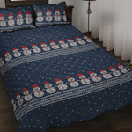Snowman Knitted Pattern Print Quilt Bed Set