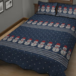 Snowman Knitted Pattern Print Quilt Bed Set