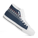 Snowman Knitted Pattern Print White High Top Shoes