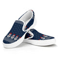 Snowman Knitted Pattern Print White Slip On Sneakers