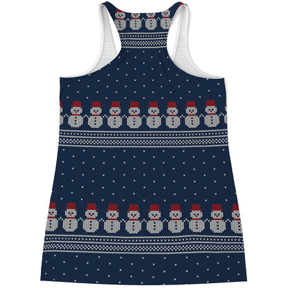 Snowman Knitted Pattern Print Women's Racerback Tank Top