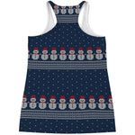 Snowman Knitted Pattern Print Women's Racerback Tank Top