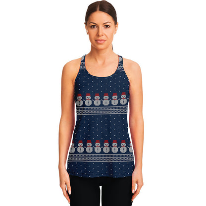 Snowman Knitted Pattern Print Women's Racerback Tank Top