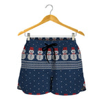 Snowman Knitted Pattern Print Women's Shorts
