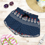 Snowman Knitted Pattern Print Women's Shorts
