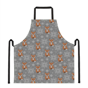 Snowy Fox Knitted Pattern Print Apron