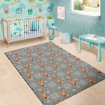 Snowy Fox Knitted Pattern Print Area Rug