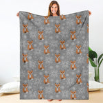 Snowy Fox Knitted Pattern Print Blanket