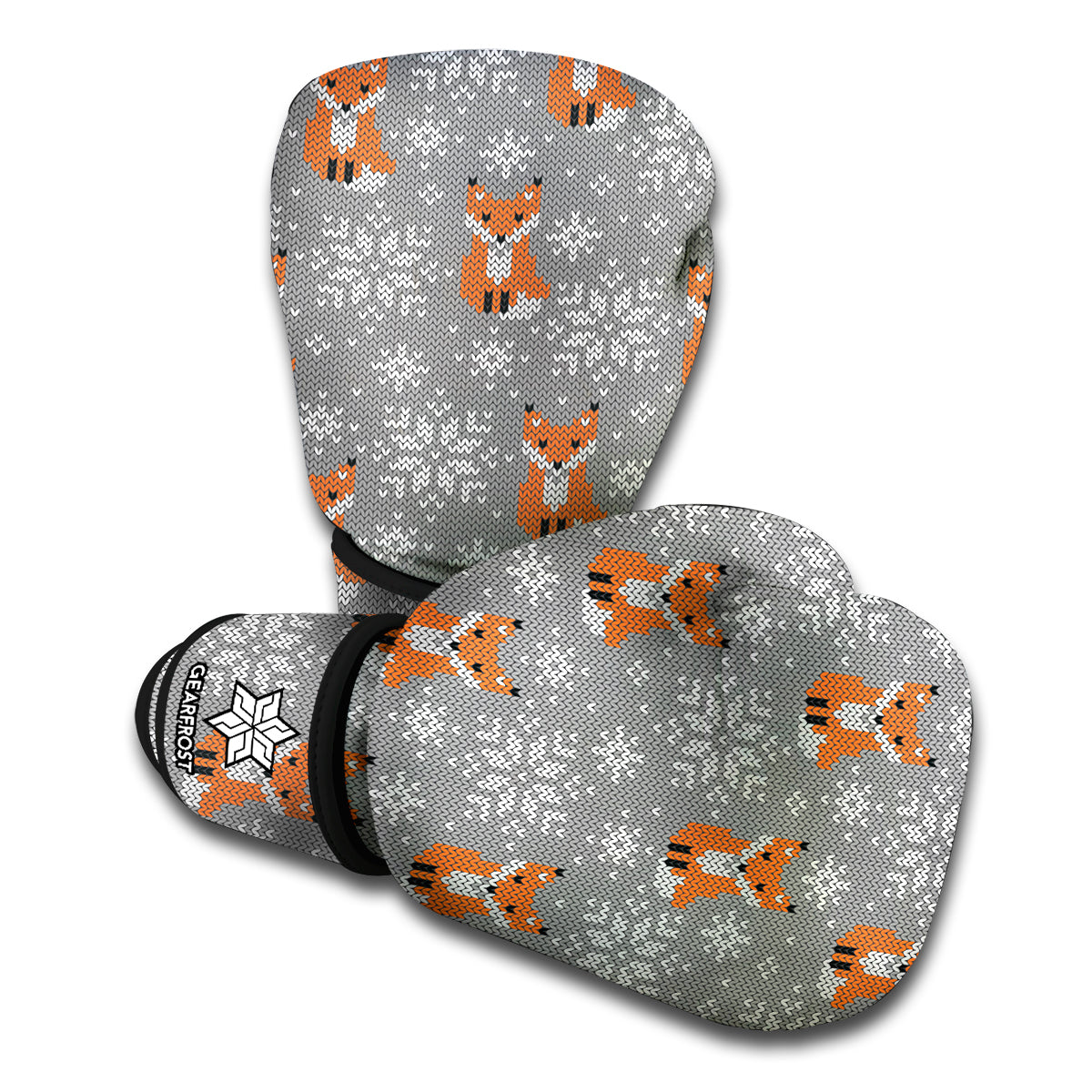 Snowy Fox Knitted Pattern Print Boxing Gloves