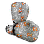 Snowy Fox Knitted Pattern Print Boxing Gloves