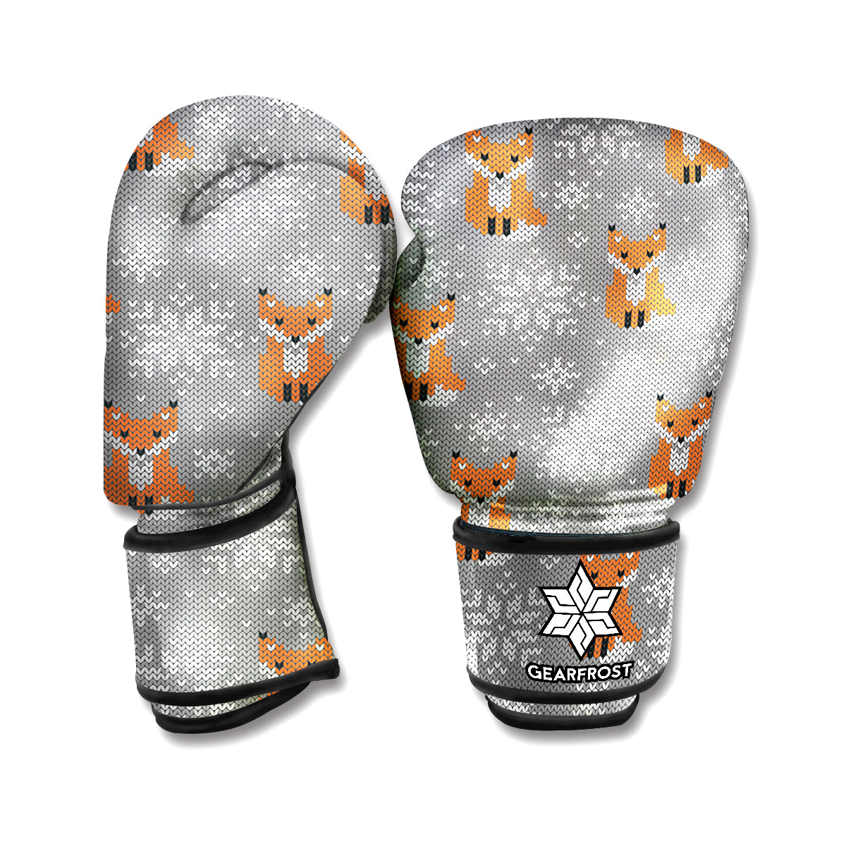 Snowy Fox Knitted Pattern Print Boxing Gloves