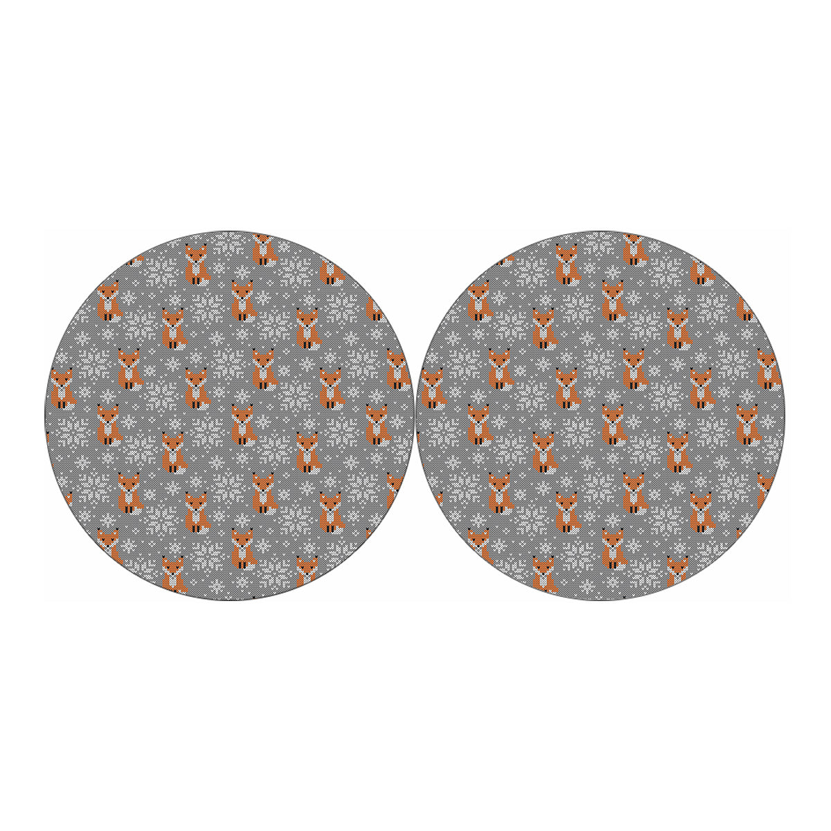 Snowy Fox Knitted Pattern Print Car Coasters